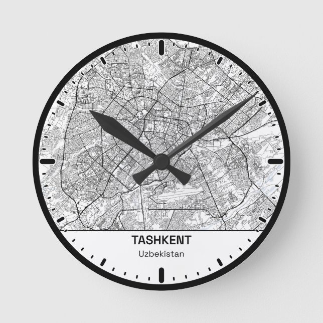 Relógio Redondo Tashkent Clock City Line Art (Frente)