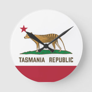 Relógio Redondo Tasmânia República da tilacina Bandeira da Tasmâni