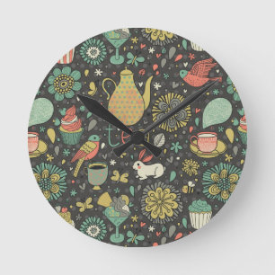 Relógio Redondo Tasty bright Tea Card
