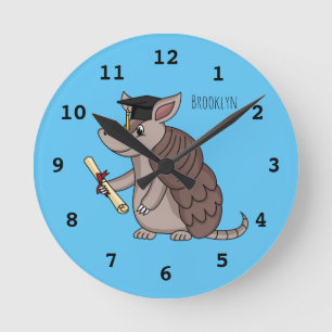 Relógio Redondo Tatu bonito com desenho de boné de formatura