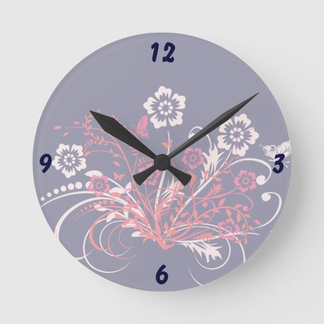 Relógio Redondo Tatuagem das flores - (Frente)