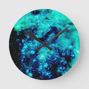 Relógio Redondo Teal Galaxy
