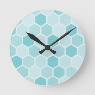 Relógio Redondo Teal Hexagons