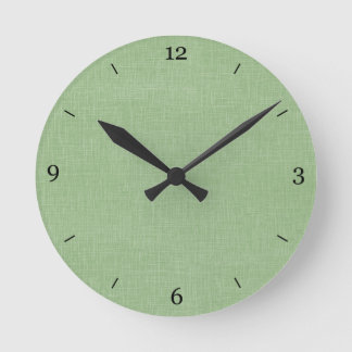 Relógio Redondo Tecido de Linen Verde Sage Texturizado Fundo