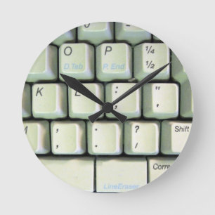 Relógio Redondo Teclado de Máquina