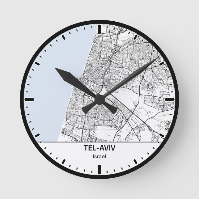 Relógio Redondo Tel-Aviv Clock City Line Art (Frente)