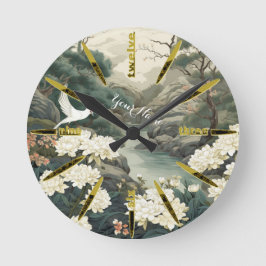 Relógio Redondo Tema Japonês Serene Tranquilidade