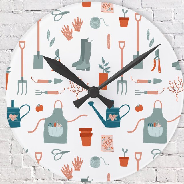 Relógio Redondo Tempo de jardinagem divertida (Fun Gardening Time wall clock for gardeners)