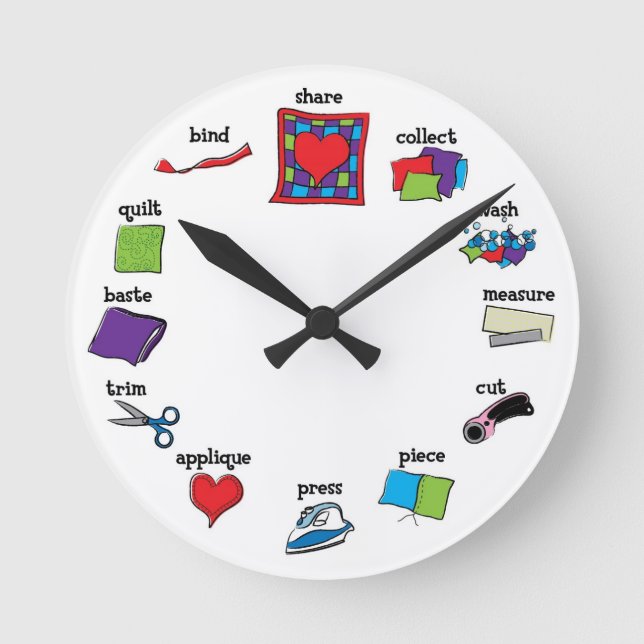 Relógio Redondo Tempo para Quilt Clock - presente para o estúdio d (Frente)