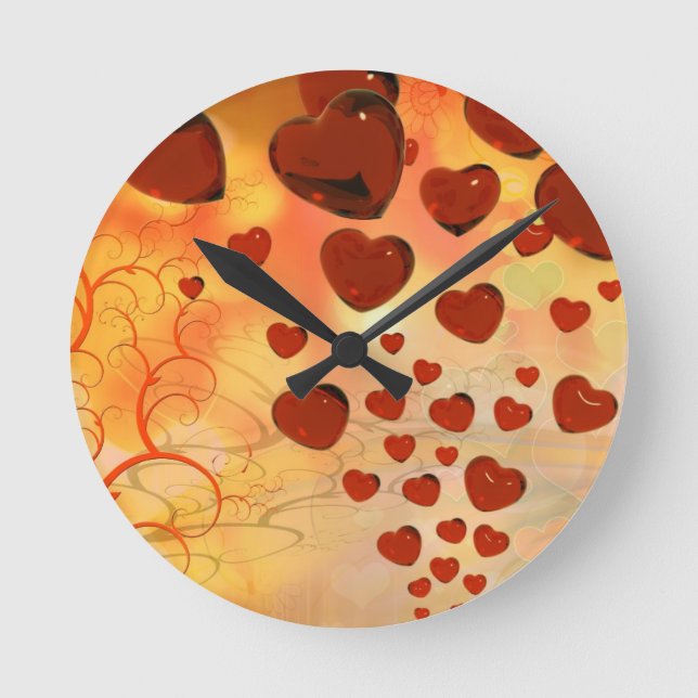 Relógio Redondo Tendência de corações amorosos, acessórios. Dia de (Frente)