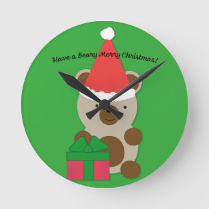 Relógio Redondo Tenha um Urso de Natal Feliz