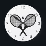 Relógio Redondo Tênis mínimo preto e branco elegante e elegante<br><div class="desc">Relógio minimalista com tênis</div>