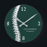 Relógio Redondo Terapêutica com coluna calcária Chiropractor Verde<br><div class="desc">Terapêutica De Coluna Chiropractic,  Chiro Dark Green Clocks.</div>