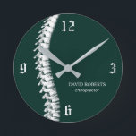 Relógio Redondo Terapêutica com coluna calcária Chiropractor Verde<br><div class="desc">Terapêutica De Coluna Chiropractic,  Chiro Dark Green Clocks.</div>