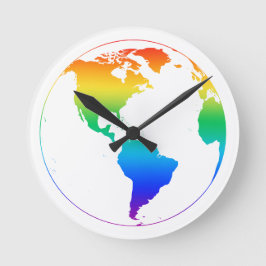 Relógio Redondo Terra do planeta colorida do arco-íris