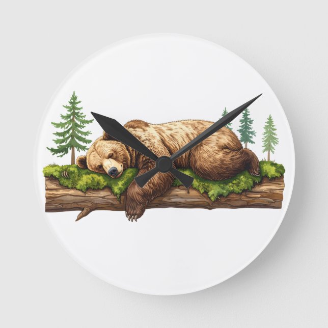 Relógio Redondo Terra do Urso Rústico (Frente)