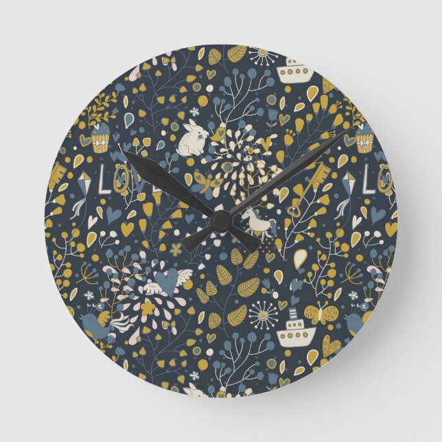 Relógio Redondo Teste padrão abstrato do vintage (Frente)