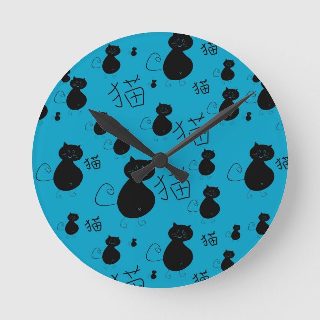 Relógio Redondo Teste padrão bonito do gatinho (Frente)