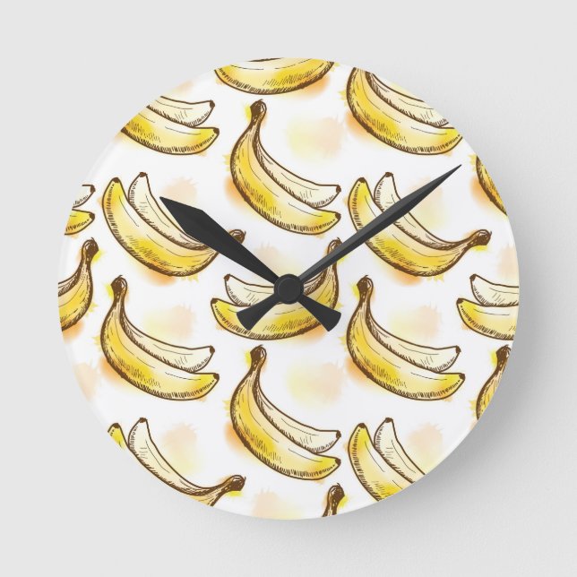 Relógio Redondo Teste padrão com banana (Frente)