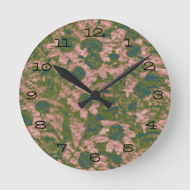 Relógio Redondo Teste padrão da camuflagem da flor (Frente)