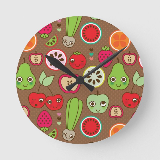 Relógio Redondo Teste padrão da cozinha da fruta (Frente)