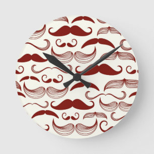 Relógio Redondo Teste padrão do bigode, estilo retro 3