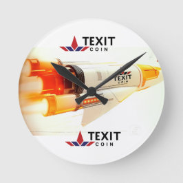 Relógio Redondo "TeXit Coin Rocket Ship com logotipo