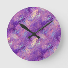 Relógio Redondo Textura de Gel de Cristal Roxo Ametist