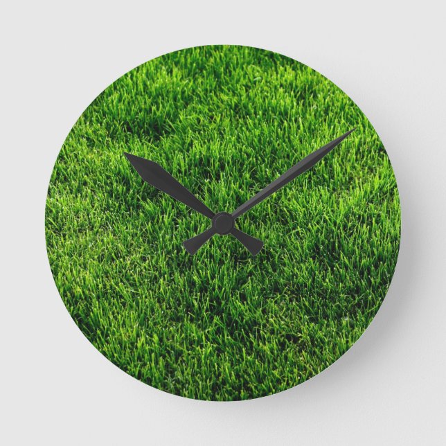 Relógio Redondo Textura verde de grama de campo de futebol (Frente)