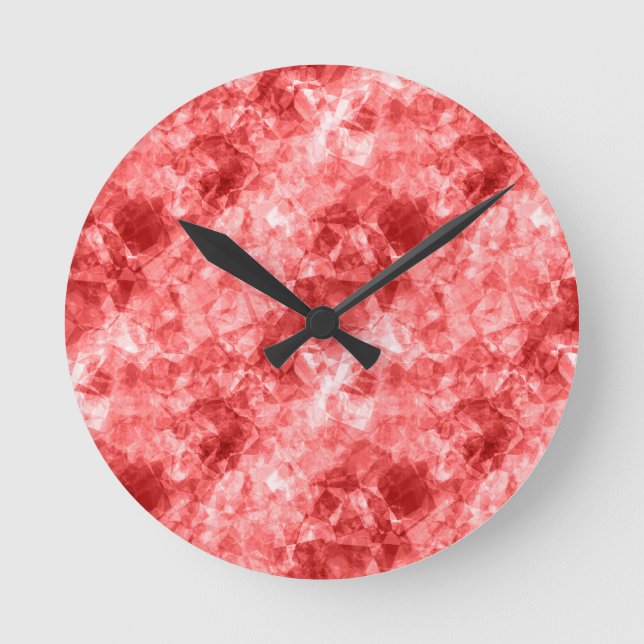 Relógio Redondo Textura vermelha amassada (Frente)