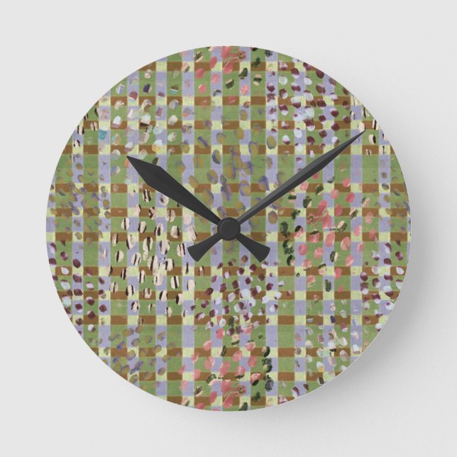 Relógio Redondo Textured Pointillism Grid Pattern Artwork (Frente)