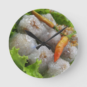 Relógio Redondo Thai Sago com Chili ... Comida na rua Tailândia