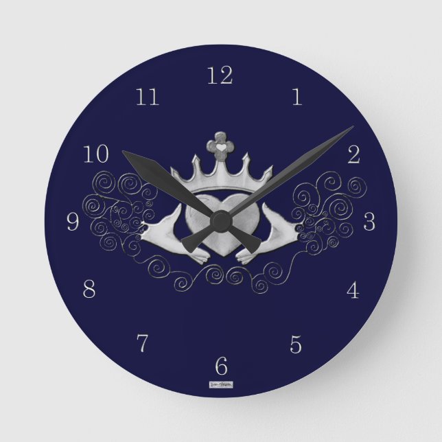 Relógio Redondo The Claddagh (Prata) (Frente)