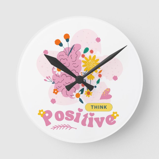 Relógio Redondo Think Positive Round Clock (Frente)