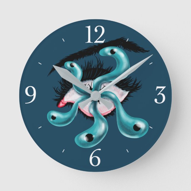 Relógio Redondo Tímpano de horror ocular monstro gótico estranho (Frente)