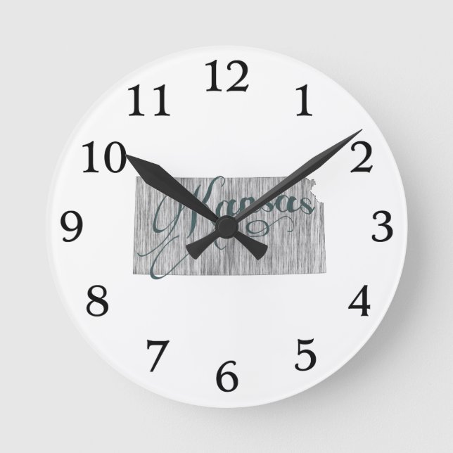 Relógio Redondo Tipografia do Estado do Kansas (Frente)