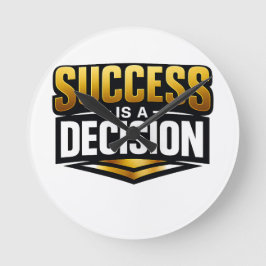 Relógio Redondo Tipografia Success Gold em Preto