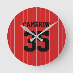 Relógio Redondo Tiras de Baseball Jersey de Cores Totalmente Edit