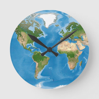 Relógio Redondo Topographic World Map Earth Illustration