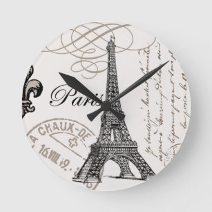 Relógio Redondo Torre Eiffel Vintage...relógio de parede