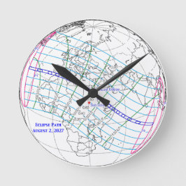 Relógio Redondo Total Solar Eclipse 2027 Map