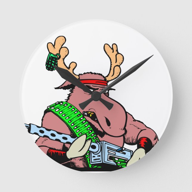 Relógio Redondo Tough Bull Moose Rambo Machine Gun (Frente)