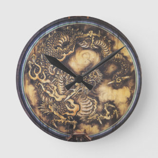 Relógio Redondo Tradicional Dragão Oriental Japonês - 日 本 - 鳴 き 龍