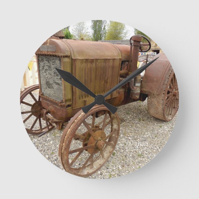 Relógio Redondo Trator vintage enferrujado (Frente)