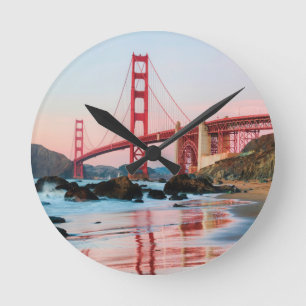 Relógio Redondo Travesseiro decorativo ponte Golden gate