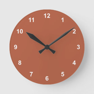 Relógio Redondo Trend Color Burnt Copper Round Clock Com Números