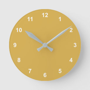 Relógio Redondo Trend Color Ouro Yellow Round Clock Com Números