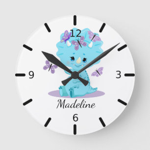 Relógio Redondo Tricerátops Personalizados - Dinossauro