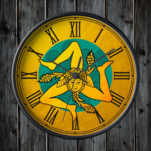 Relógio Redondo Triskelion Dourado Vintage & onda tripla espiral