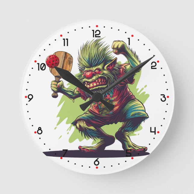 Relógio Redondo Troll na Quadra de Pickleball  (Frente)